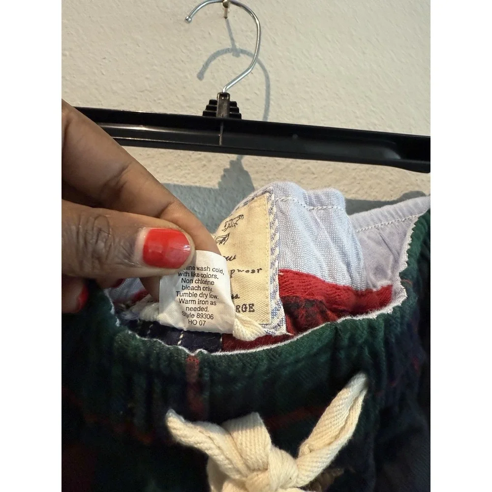 J.Crew Pajama Pants Mens Large‎ Red Tartan Plaid Holiday Loungewear Drawstring